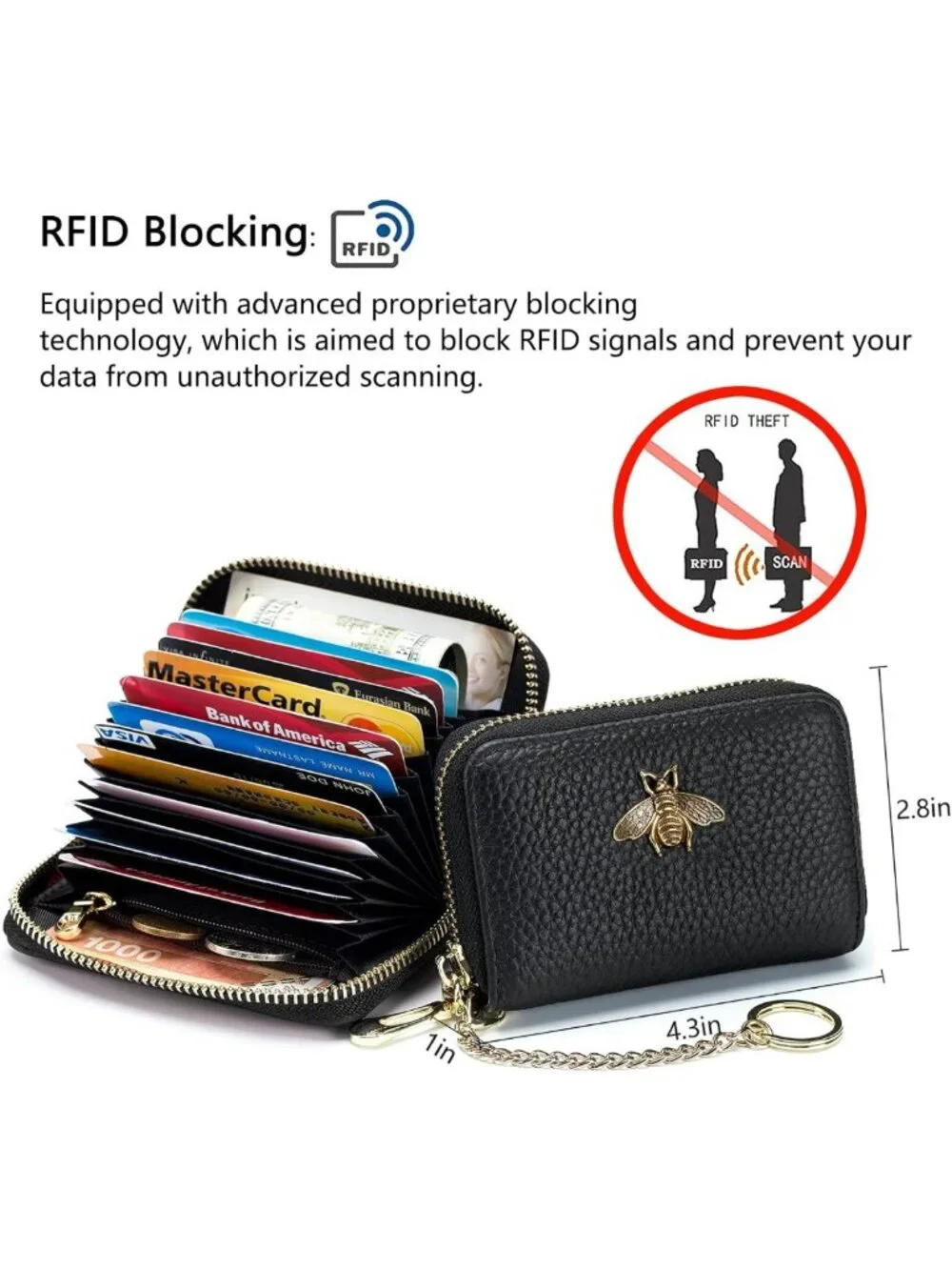 Stylish RFID Credit Card Holder Wallet for Women - Compact Leather Card Case